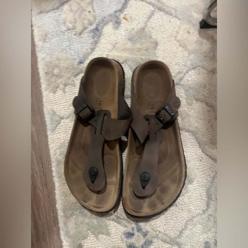 Betula by Birkenstock Brown Leather Sandals with Toe Loop